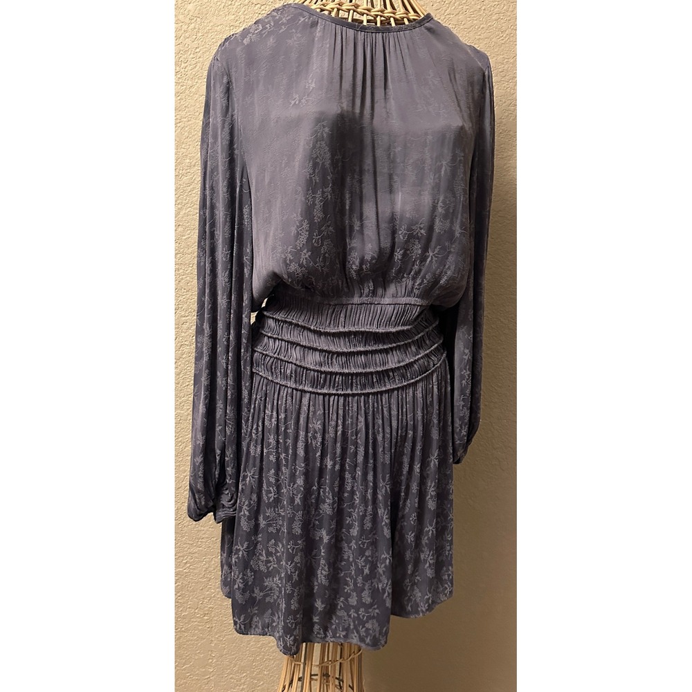 Current Air Los Angeles Smocked Waist Floral Jacquard Dress‎ Grey Womens M
